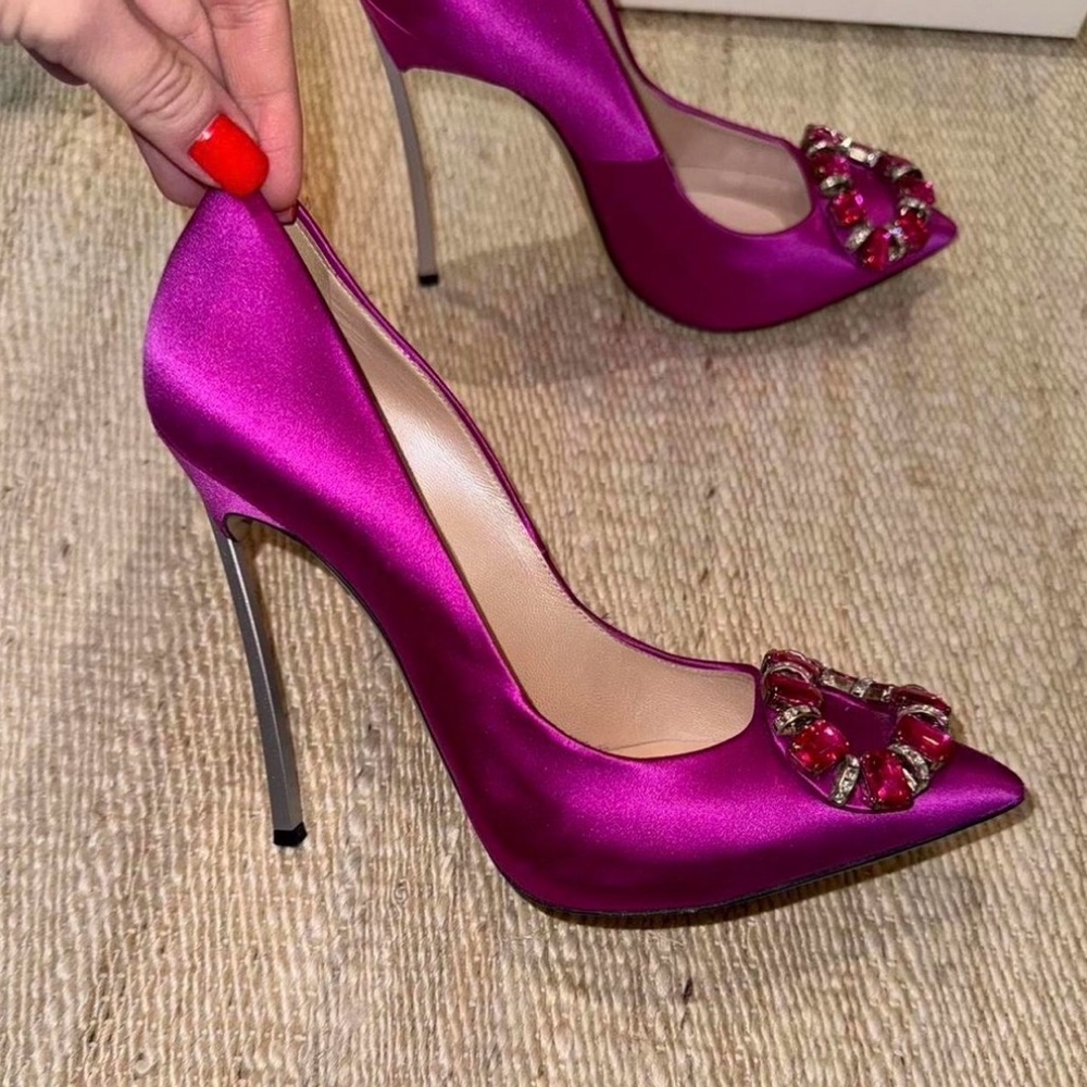 Casadei Elegant Purple Satin Heels